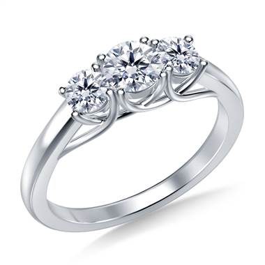 1/2 ct. tw. Platinum Prong-Set Three Stone Trellis Diamond Ring
