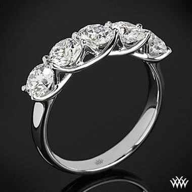 1.25ctw 18k White Gold 5 Stone Trellis Diamond Right Hand Ring