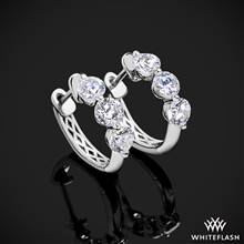 1.50ctw 14k White Gold Three Stone Diamond Hoop Earrings | Whiteflash