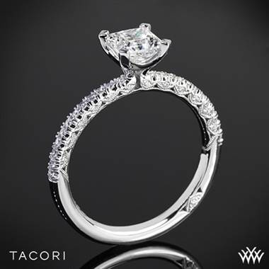 1.5mm 18k Rose Gold Tacori HT2545PR Petite Crescent Scalloped Millgrain for Princess Diamond Engagement Ring