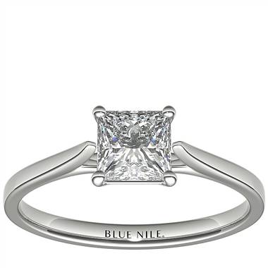 1 Carat Astor Princess-Cut Petite Cathedral Solitaire in Platinum (H/SI2) Ready-to-Ship