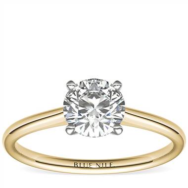 "1 Carat Petite Solitaire Engagement Ring in 18k Yellow Gold (I/SI2) Ready-to-Ship"