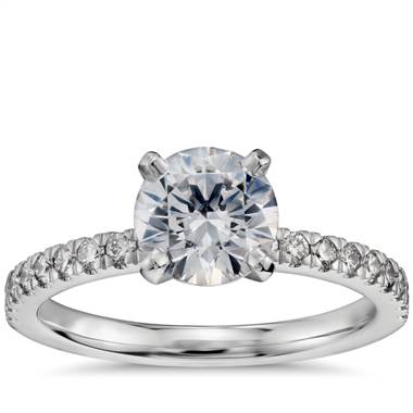 1 Carat Preset Petite Pave Diamond Engagement Ring in Platinum