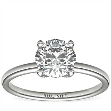 "1 Carat Ready-to-Ship Blue Nile Studio French Pave Diamond Crown Solitaire Engagement Ring in Platinum"