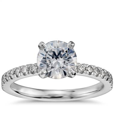 1 Carat Ready-to-Ship Petite Pave Diamond Engagement Ring in 14k White Gold