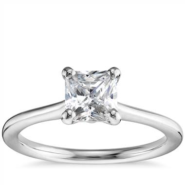 1 Carat Ready-to-Ship Princess-Cut Petite Solitaire Engagement Ring in 14k White Gold