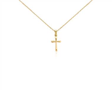 14" Children's Cross Pendant Necklace In 14k Yellow Gold