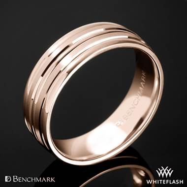 14k Rose Gold 7mm Benchmark "Chorded Satin" Wedding Ring