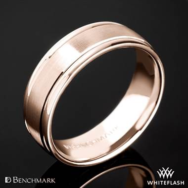14k Rose Gold Benchmark 7mm "Comfort Fit" Wedding Ring with Spin Satin Finish