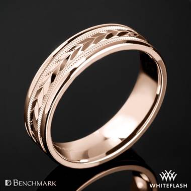 14k Rose Gold Benchmark RECF7603 Arrow Cut Wedding Ring