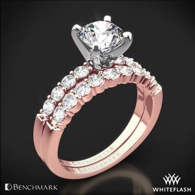 14k Rose Gold Benchmark SP4 Shared-Prong Diamond Wedding Set