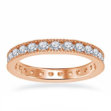 14K Rose Gold Diamond Eternity Ring Having Milgrain Border (1.15 - 1.35 cttw)