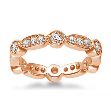 14K Rose Gold Eternity Ring Having Round Diamonds In Pave Setting (0.57 - 0.67 cttw.)
