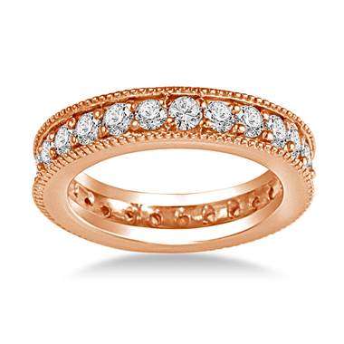 14K Rose Gold Milgrain Edged Diamond Eternity Ring (0.78 - 0.90 cttw.)