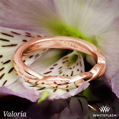 14k Rose Gold Valoria Flora Twist Matching Solitaire Wedding Ring