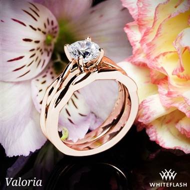 14k Rose Gold Valoria Flora Twist Solitaire Wedding Set