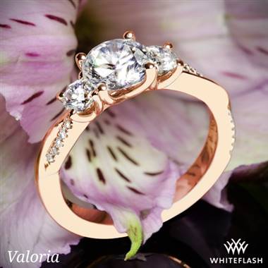 14k Rose Gold Valoria Flora Twist Three Stone Diamond Engagement Ring