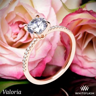 14k Rose Gold Valoria Micropave Diamond Engagement Ring