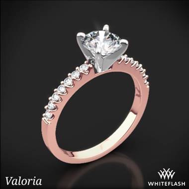 14k Rose Gold Valoria Petite Shared Prong Diamond Engagement Ring with White Gold Head