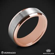 14k Rose Gold Verragio VWFX-8502 Grey Titanium Men's Wedding Ring | Whiteflash