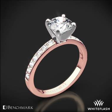 14k Rose Gold with White Gold Head Benchmark LCP2 Large Pave Diamond Engagement Ring