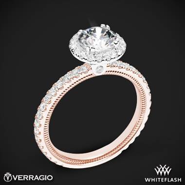 14k Rose Gold with White Gold Head Verragio Tradition TR150HR Diamond Round Halo Engagement Ring