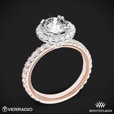 14k Rose Gold with White Gold Head Verragio Tradition TR180HR Diamond Round Halo Engagement Ring