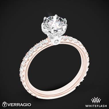 14k Rose Gold with White Gold Head Verragio Tradition TR180TR Diamond 6 Prong Tiara Engagement Ring