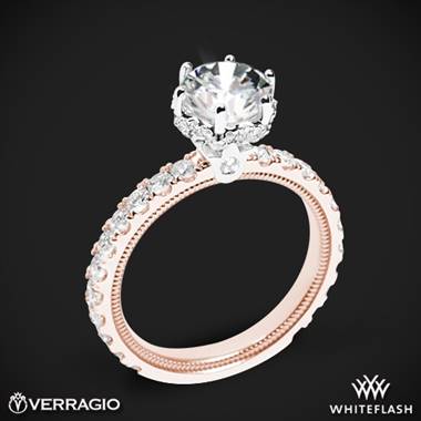 14k Rose Gold with White Gold Head Verragio Tradition TR210TR Diamond 6 Prong Tiara Engagement Ring