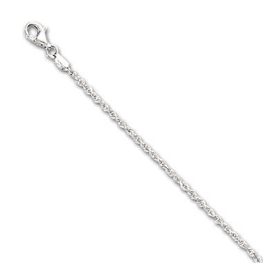 14K White Gold 1.5mm Solid Rope Chain
