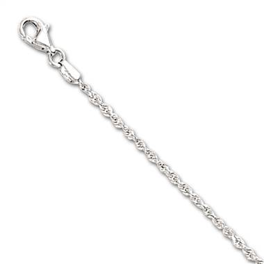 14K White Gold 2.5mm Solid Rope Chain