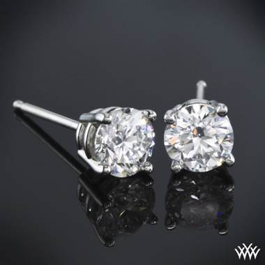 14k White Gold 4 prong Diamond Basket Earrings - Settings Only