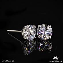 14k White Gold 4 prong "Martini" Diamond Earrings--Settings Only | Whiteflash