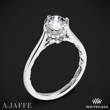 14k White Gold A. Jaffe ME1846Q Art Deco Solitaire Engagement Ring