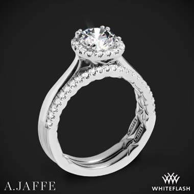 14k White Gold A. Jaffe ME2053Q Halo Diamond Wedding Set