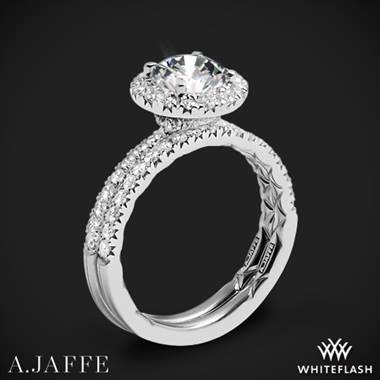 14k White Gold A. Jaffe ME2167Q Classics Halo Diamond Wedding Set