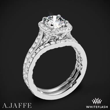 14k White Gold A. Jaffe ME2256Q Halo Diamond Wedding Set