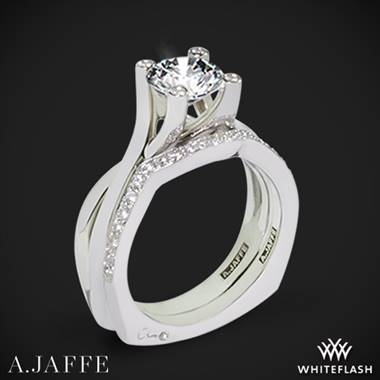 14k White Gold A. Jaffe MES463 Seasons of Love Solitaire Wedding Set