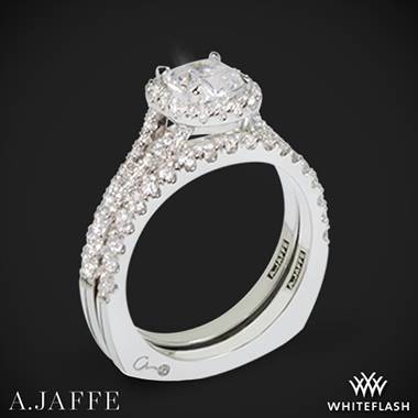 14k White Gold A. Jaffe MES576 Metropolitan Halo Diamond Wedding Set