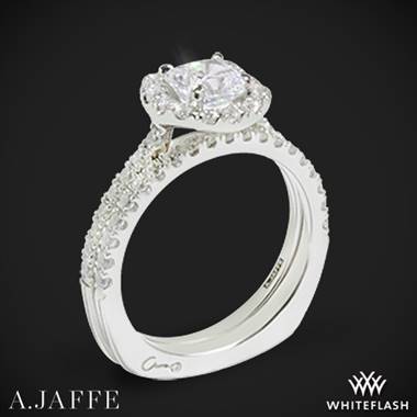 14k White Gold A. Jaffe MES577 Metropolitan Halo Diamond Wedding Set