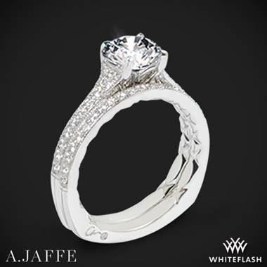 14k White Gold A. Jaffe MES738Q Art Deco Diamond Wedding Set