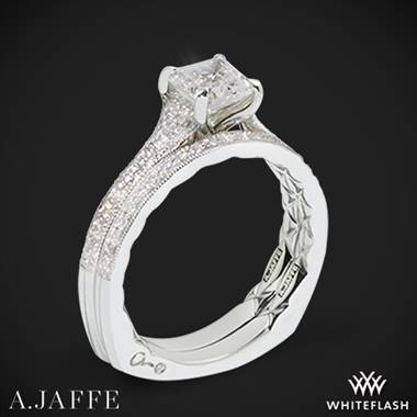 14k White Gold A. Jaffe MES753Q Seasons of Love Diamond Wedding Set