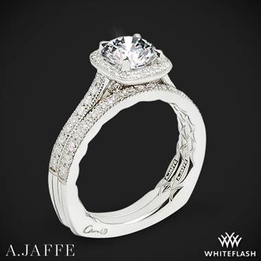 14k White Gold A. Jaffe MES754Q Seasons of Love Halo Diamond Wedding Set