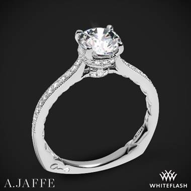 14k White Gold A. Jaffe MES771Q Art Deco Diamond Engagement Ring