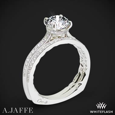 14k White Gold A. Jaffe MES771Q Art Deco Diamond Wedding Set