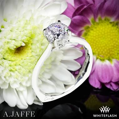14k White Gold A. Jaffe MES837Q Solitaire Engagement Ring