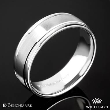 14k White Gold Benchmark 7mm "Comfort Fit" Wedding Ring with Spin Satin Finish