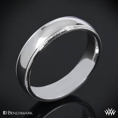 14k White Gold Benchmark Comfort Fit Wedding Ring with Milgrain