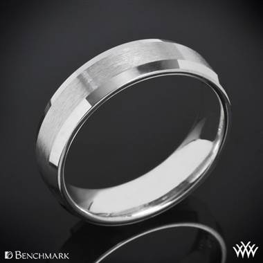 14k White Gold Benchmark Mirror Edge Wedding Ring