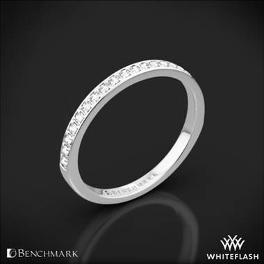 14k White Gold Benchmark Small Pave Diamond Wedding Ring